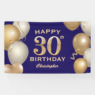30. Geburtstag Party Navy Blue und Gold Balloons Banner