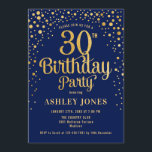 30. Geburtstag Party - Navy & Gold Einladung<br><div class="desc">30. Geburtstag Party Einladung. Elegantes Design in Marineblau und Imitat Glitzer Gold. Features stilvolle Skript-Schriftart und Konfetti. Nachricht,  wenn du ein Alter brauchst.</div>