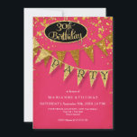 30. Geburtstag Party Pennant Banner Confetti Einladung<br><div class="desc">Feiern Sie ein 30. Geburtstag Party mit Glitz und Glamour! Sleek. Modern. Chic. Schlichte Glasur - mit glitzernden Pennantenbannern in zwei Farbtönen goldenen Glitzer mit funkelnden blinkenden Konfetti in verschiedenen Größen und Schatten von Gold. Funkelnd Sterne in der Sternexplosion heben das Funkeln hervor. Ein sehr zeitgenössisches Schriftbild-Layout, das alles andere...</div>