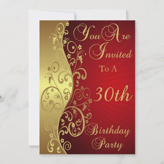 30. Geburtstag Party Personalisierte Einladung (Vorderseite)