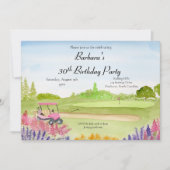30. Geburtstag Party Pink Golf Cart Golfplatz Einladung (Vorderseite)