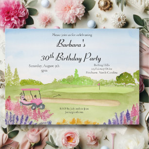 30. Geburtstag Party Pink Golf Cart Golfplatz Einladung