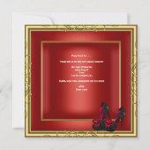 30. Geburtstag Party Red Gold Black Einladung (Rückseite)