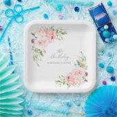 30. Geburtstag Party Rosa Blumenmuster Pappteller (Party)