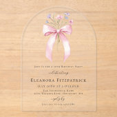 30. Geburtstag Party Rosa Bow Wildblume Arch Acryleinladungen (Vorderseite)