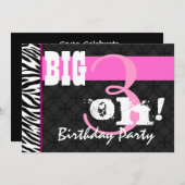 30. Geburtstag Party Rosa Zebra C431 Vorlage (Vorne/Hinten)