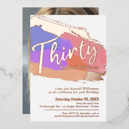 30. Geburtstag Party Rose Gold Foto abstrakte Bürs Folieneinladung