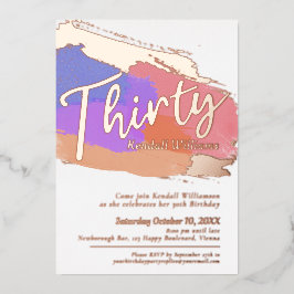 30. Geburtstag Party Rose Gold Foto abstrakte Bürs Folieneinladung
