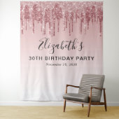 30. Geburtstag Party Rose Gold Pink Glitzer Wandteppich (Beispiel)