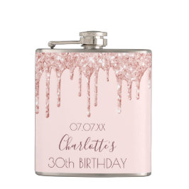 30. Geburtstag Party Rose Gold Tropfen rosa Flachmann
