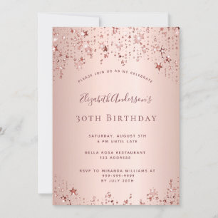 30. Geburtstag Party Rose Goldstars sprinkle Einladung