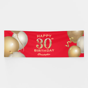 30. Geburtstag Party Rot und Gold Ballons Banner