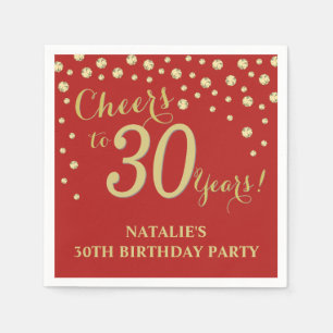 30. Geburtstag Party Rot und Gold Diamond Napkins Serviette