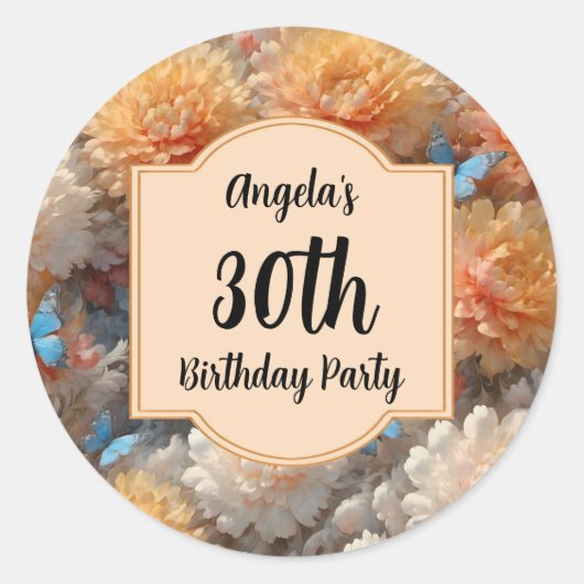 30. Geburtstag Party Runder Aufkleber (Vorderseite)