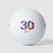 30. Geburtstag Party schicke Blume Anzahl Golfbäll Golfball (Vorderseite)