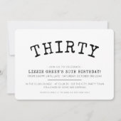 30. Geburtstag Party schlicht modern minimalschwar Einladung (Vorderseite)