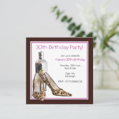 30. Geburtstag Party Schuhe Einladung (Stehend Vorderseite)