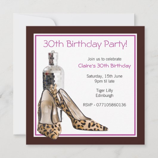 30. Geburtstag Party Schuhe Einladung (Vorderseite)