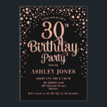 30. Geburtstag Party - Schwarz & Rose Gold Einladung<br><div class="desc">30. Geburtstag Party Einladung. Elegantes Design in Schwarz und Imitat Glitzer Rose Gold. Features stilvolle Skript-Schriftart und Konfetti. Nachricht,  wenn du ein Alter brauchst.</div>