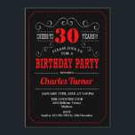 30. Geburtstag Party - Schwarz-Weiß Einladung<br><div class="desc">30. Geburtstag Party Einladung. Elegantes Retro-Design in Schwarz,  Rot und Weiß mit Chalkboard-Muster und Skript-Schriftart. Feiert bis 30 Jahre! Nachricht,  wenn Sie weitere Anpassungen benötigen.</div>