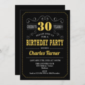 30. Geburtstag Party - Schwarz-Weiß Einladung (Vorne/Hinten)