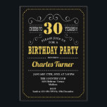 30. Geburtstag Party - Schwarz-Weiß Einladung<br><div class="desc">30. Geburtstag Party Einladung. Elegantes Retro-Design in Schwarz,  Gold,  Weiß mit Chalkboard-Muster und Skript-Schriftart. Feiert bis 30 Jahre! Nachricht,  wenn Sie weitere Anpassungen benötigen.</div>