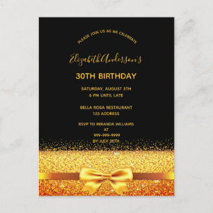 30. Geburtstag Party Schwarzer Goldbogen Einladung Postkarte