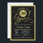 30. Geburtstag Party - Schwarzes Gold Einladung<br><div class="desc">Party Einladung zum 30. Geburtstag für Damen oder Herren. Elegante Einladungskarte in Schwarz mit Imitat Glitzer Gold. Enthält Skript-Schriftart. Feiert bis 30 Jahre! Ideal für ein stilvolles Erwachsenenfest.</div>