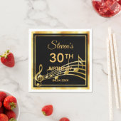30. Geburtstag Party schwarzes Gold Musiknoten Serviette (Beispiel)