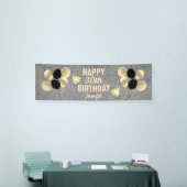 30. Geburtstag Party Silberner Glitzer Personalisi Banner (Messeveranstaltung)