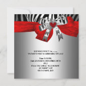 30. Geburtstag Party Silver Red Black Zebra Einladung (Rückseite)