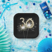 30. Geburtstag Party Sparklers auf Black Pappteller (Party)