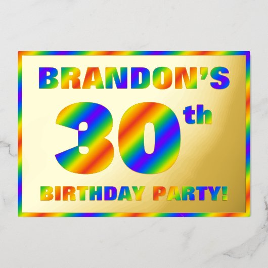 30. Geburtstag Party — Spaß, Regenbogenspektrum "3 Folieneinladung (Vorderseite)