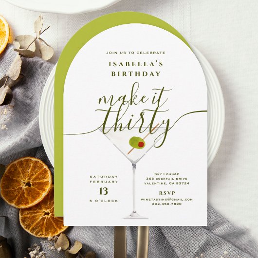 30. Geburtstag Party von White Martini Einladung