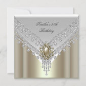 30. Geburtstag Party Weißcreme Pearl Diamond Einladung (Vorderseite)