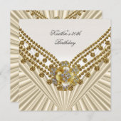 30. Geburtstag Party Weißer Creme Diamant Einladung (Vorne/Hinten)