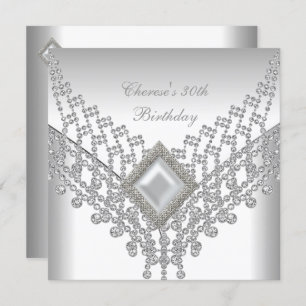 30. Geburtstag Party White Pearl Diamond Jewel Einladung