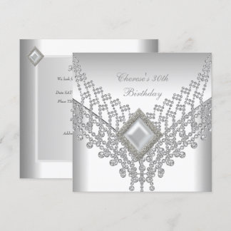 30. Geburtstag Party White Pearl Diamond Jewel Einladung