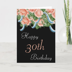 30. Geburtstag Pfirsich-Rosen Alles Gute zum Gebur Karte