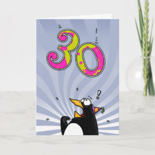 30. Geburtstag - Pinguin-Überraschungs-Karte Karte