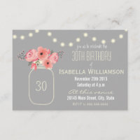 30. Geburtstag Pink Blume & Mason Jar