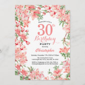 30. Geburtstag Pink Boho Botanische Blume Einladung (Vorne/Hinten)