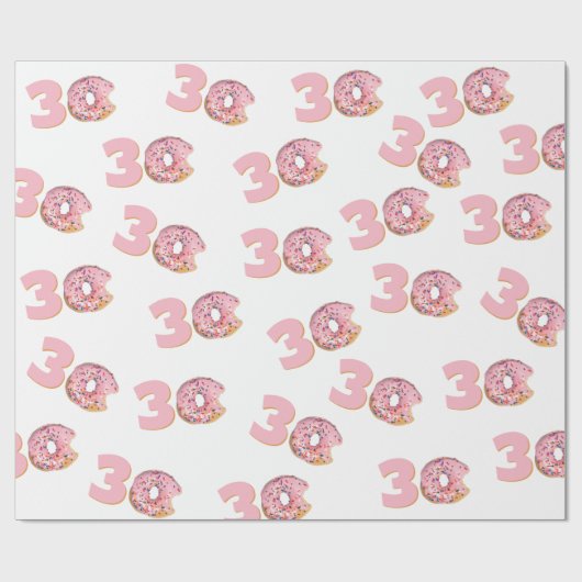 30. Geburtstag Pink Donut Geschenkpapier (Flach)