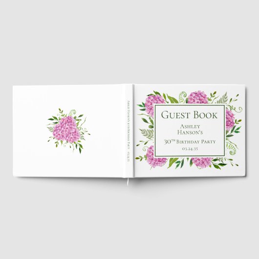 30. Geburtstag Pink Hydrangeas Gästebuch (Voll)