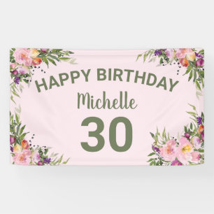 30. Geburtstag Pink Purple Wasserfarbe Floral Banner