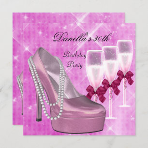 30. Geburtstag Pink Shoes Hi Heelses Champagne 2 Einladung