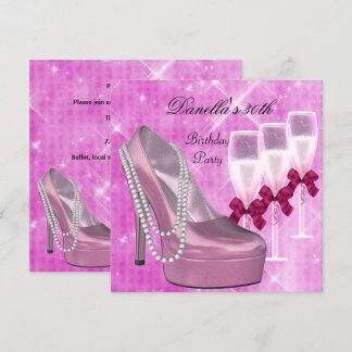 30. Geburtstag Pink Shoes Hi Heelses Champagne 2 Einladung