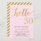 30. Geburtstag Pink und Gold Hallo 30 Einladung (Vorne/Hinten)