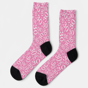 30. Geburtstag Pink/Weiß Zufallszahlen-Muster Socken