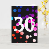 30. Geburtstag Rainbow Dots auf Black Karte (Gelbe Blume)